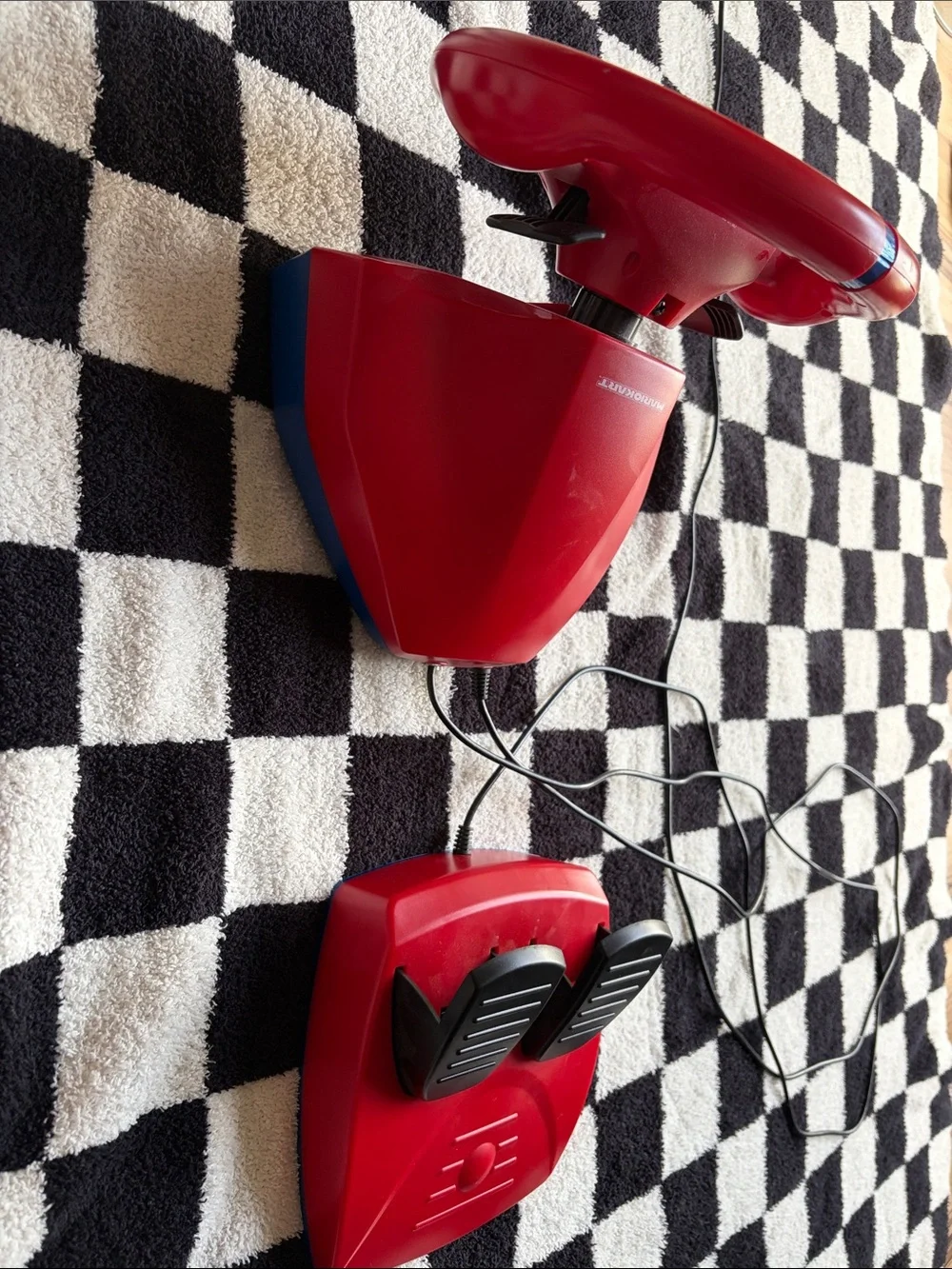Nintendo Red Mario Racing Wheel with Blue Accent and Yellow Buttons